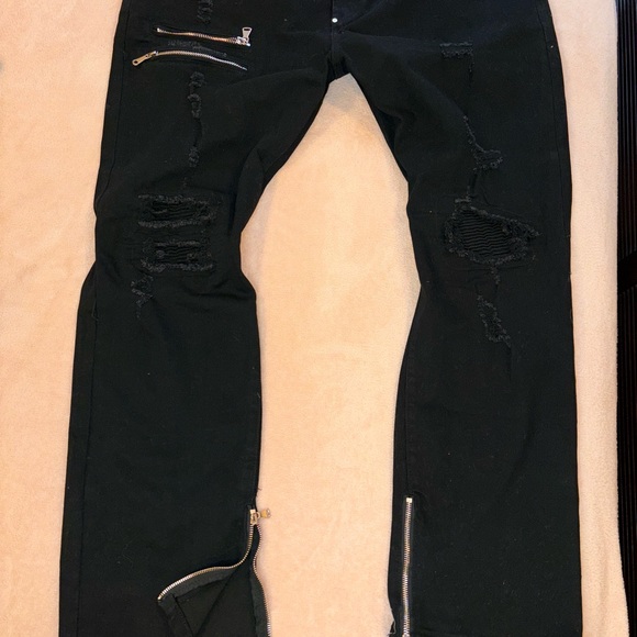 COPY - Black multi zippered nwot 38x32 means baggy zip ankle la flare Japanese … - Picture 14 of 16